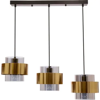 Závěsné svítidlo Spiega černozlaté 3x glamour nad jídelní stůl do obýváku s nastavitelnou výškou