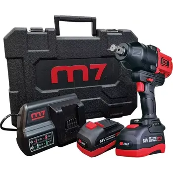 Bezuhlíkový aku příklepový utahovák Mighty Seven M7 DW-601A - 2x aku 18V/5.0Ah, 3/4", 1900Nm, 3.37kg, kufr