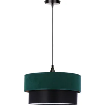 Závěsné svítidlo Solanto moderní s velurovým zeleno-černým stínidlem do obýváku s nastavitelnou výškou