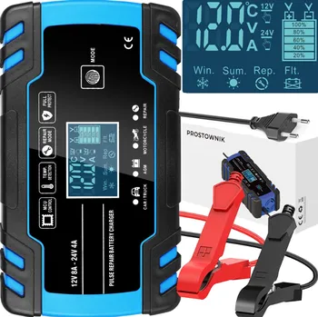 Nabíječka autobaterie AUTOMATICKÁ NABÍJEČKA AUTOBATERIÍ S FUNKCÍ OPRAVY PRO 12V A 24V AKUMULÁTORY