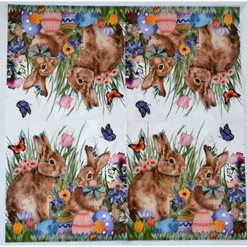 Papírový ubrousek Ubrousek na decoupage - Velikonoce - Králíci