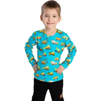 Chlapecké triko Betty mode stavební stroje vel. 92-128 tyrkysové