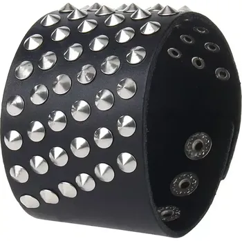 Náramek Kožený náramek s nyty Ugne 22 cm Černý