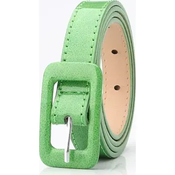 Opasek Dámský tenký lakovaný lesklý pásek na šaty - Barva Zelená