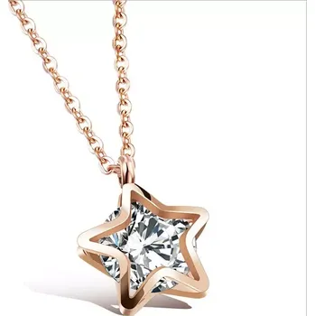 Náhrdelník Náhrdelník z nerezové oceli Zlatá hvězda se zirkonem