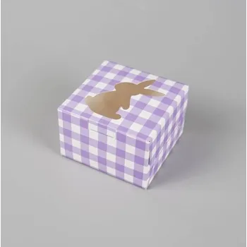 Jedlá dekorace na dort Cake Star Cake Star Velikonoční krabička vzor kostka fialová (10 x 10 x 6,5 cm)