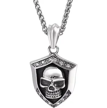 Přívěsek Přívěsek z chirurgické oceli Erb Lebka s krystaly - Model BEZ ŘETÍZKU (pouze přívěsek)