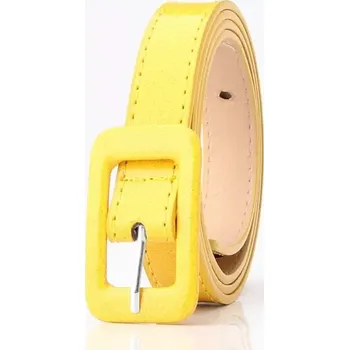 Opasek Dámský tenký lakovaný lesklý pásek na šaty - Barva Žlutá