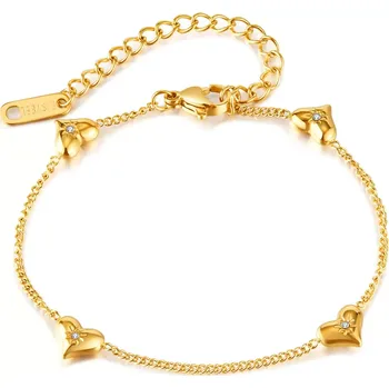 Náramek Náramek z chirurgické oceli Srdíčka se sluníčkem Zlatý