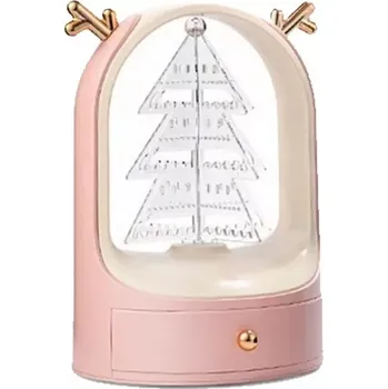 Šperkovnice Fuzio Designový Stojan vánoční strom na šperky Sobík Růžový