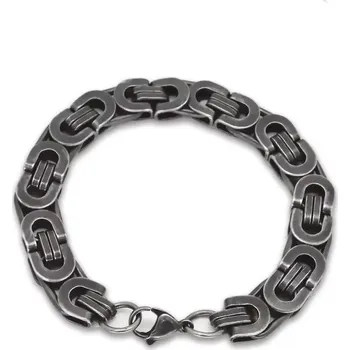 Náramek Pánský náramek z oceli Flat Boy Vintage Dark 8 mm / 19-24 cm - Délka 19 cm