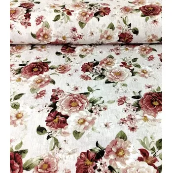 Loneta dekorační látka růže červené Adda | RTex