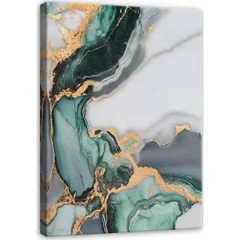 Obraz OBRAZ ABSTRAKCE MRAMOR ZELENÉ ZLATO DO LOŽNICE OBÝVACÍHO POKOJE NA PLÁTNĚ 120x80