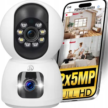 Bezpečnostní kamera Dvojitá kamera 2x5MP s vnitřním zoomem, otočná, IP WiFi, alarm, detekce pohybu, FHD