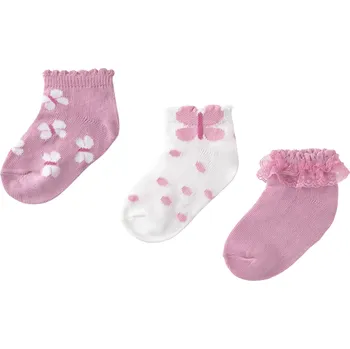 Kojenecký overall MAYORAL dívčí ponožky set 3 ks s motýlky růžová vel. 68 cm