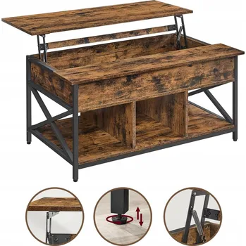 Konferenční stolek Konferenční stolek Songmics obdélníkový dub rustikální rozkládací industriální