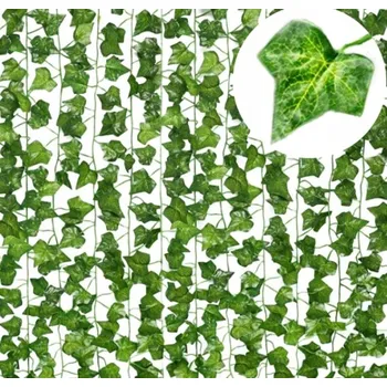 umělá květina UMĚLÝ BŘEČŤAN 12x ZÁVĚSNÁ GIRLANDA DEKORACE KRYT NA STĚNU BALKON 25 m