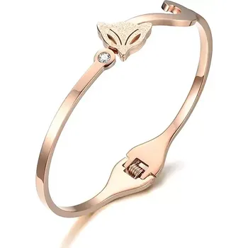 Náramek Dámský ocelový náramek s Liška Fox - Růžové zlato