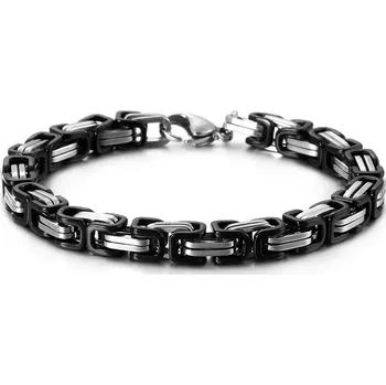 Náramek Pánský náramek z oceli Be Hard Černý-stříbrný 8 mm / 19-24 cm - Délka 21,5 cm