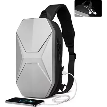 Ozuko batoh přes rameno pro motorkáře s USB Stoltz Stříbrný 10L