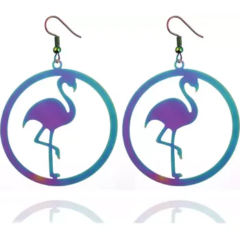 Náušnice Ocelové náušnice kruhy Plameňák 45mm