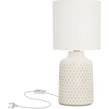 Lampička Bílá noční lampička do ložnice Iner moderní keramická se stínidlem Candellux 32 cm