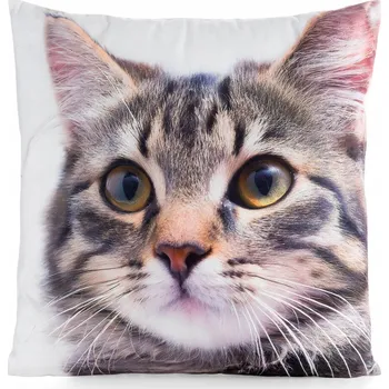 Povlak na polštářek Dekorační povlak na polštář ANIMAL 45x45 Eurofirany bílý béžový s motivem kočky