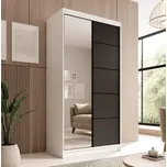 Šatní skříň se zrcadlem a posuvnými dveřmi Laurencia - 100 cm Barva: Bílá/Černá