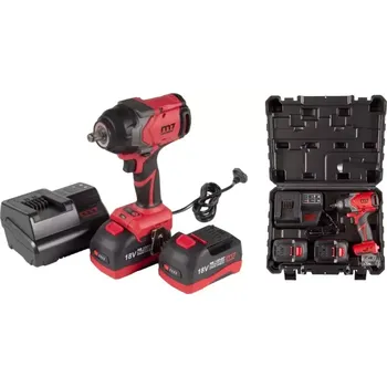 Bezuhlíkový aku příklepový utahovák Mighty Seven M7 DW-406A - 2x aku 18V/5.0Ah, 1/2", 1600Nm, 2kg, kufr