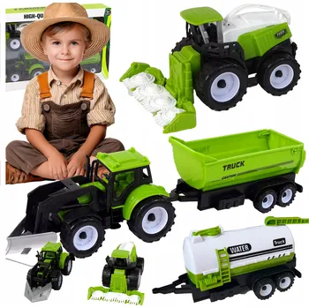 autíčko Traktor Hračka 2 s přívěsem Cisterna Traktor Velká Sada Farma pro Děti