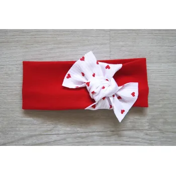 Čelenka AMÁLKA Elastická čelenka červená, pentle srdíčka Velikost: 74-86