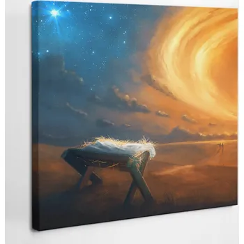 Obraz Plátěný obraz na rámu Jesličky a Betlémská hvězda 40x40 cm