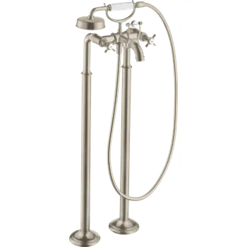 Vodovodní baterie AXOR Montreux Vanová baterie se dvěma ovládacími prvky volně stojící na podlaze, s rukojeťmi ve tvaru kříže, kartáčovaný nikl 16547820