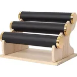 Třívrstvý odnímatelný dřevěný stojan na šperky Černý