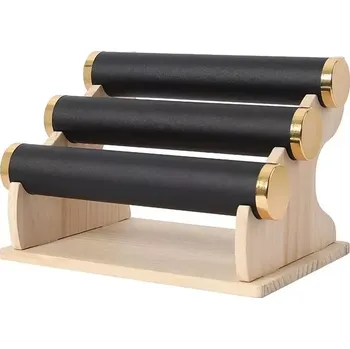 Šperkovnice Třívrstvý odnímatelný dřevěný stojan na šperky Černý