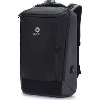 Městský batoh Ozuko cestovní i školní batoh s USB Darel Šedý 23L