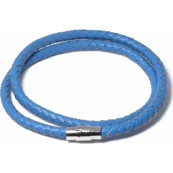 Náhrdelník Splétaný náhrdelník z pravé kůže 6 mm Modrý - Délka 35 cm