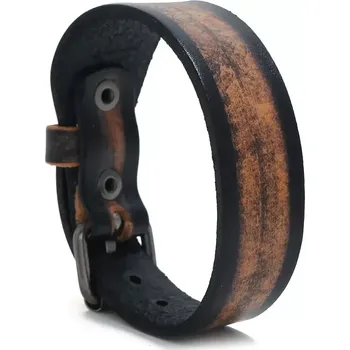 Náramek Kožený náramek Kostas 22 cm Černý