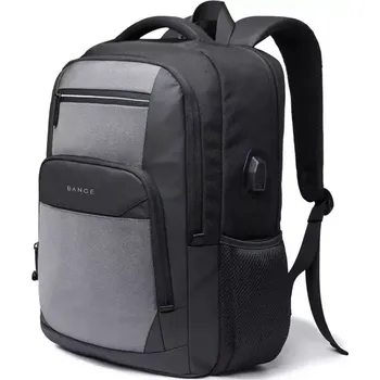 Městský batoh BANGE cestovní i studentský batoh s USB METIN Šedý 22L