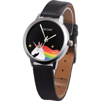 Hodinky Oktime Dívčí hodinky UNICORN jednorožec Černé