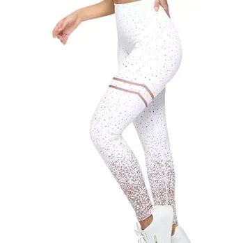 Dámské legíny Dámské Sportovní legíny Fitness White-Gold - Velikost L (LARGE)