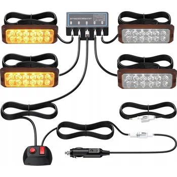 Autoelektronika VÝSTRAŽNÉ SVĚTLO 4 ks STROBOSKOP AUTOPŘEPRAVNÍK ASISTENČNÍ SLUŽBA MAJÁK LED SVĚTLA