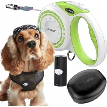 Vodítko pro psa VODÍTKO PRO PSA automatická Svinovací páska + nádoba DOGNESS 4 m do 20 kg M