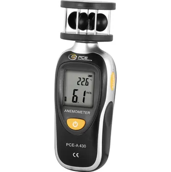 Anemometr PCE Instruments PCE-A430 | Miskový anemometr s robinsonovým křížem pro rychlosti 2,5 až 105 km/h | měření teploty -20 až +50 °C