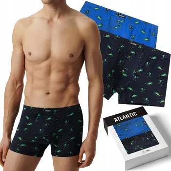 Pánské spodní prádlo Pánské boxerky 2-BALENÍ přiléhavé trenýrky se žábami ATLANTIC 2MHH-006 - M