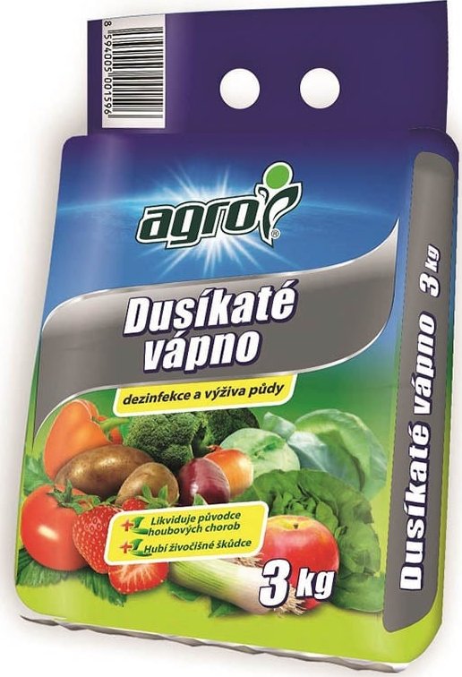 Agro Dusíkaté vápno je vhodné zejména k pěstování košťálovin, ovoce, zeleniny, bobulovin, jahod a brambor.