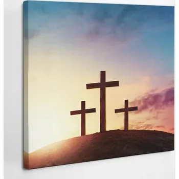 Obraz Foto-obraz na plátně na Zeď Tři kříže na kopci 40x40 cm