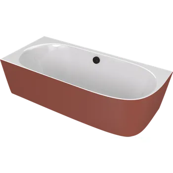 Vana Polysan Sussi L Rohová stojící vana litý mramor 160x70x49,5cm, bílá/hnědá mat, 90191L.72