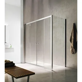 Glass 1989 Isy - Sprchový kout dvojité posuvné dveře do niky nebo v kombinaci s boční stěnou, velikost 160 cm, profily chromové, čiré sklo, GET1011T500