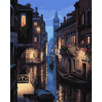 Obraz Obrázek k vymalování podle čísel Artnapi Benátky v noci 40x50 cm na rámu